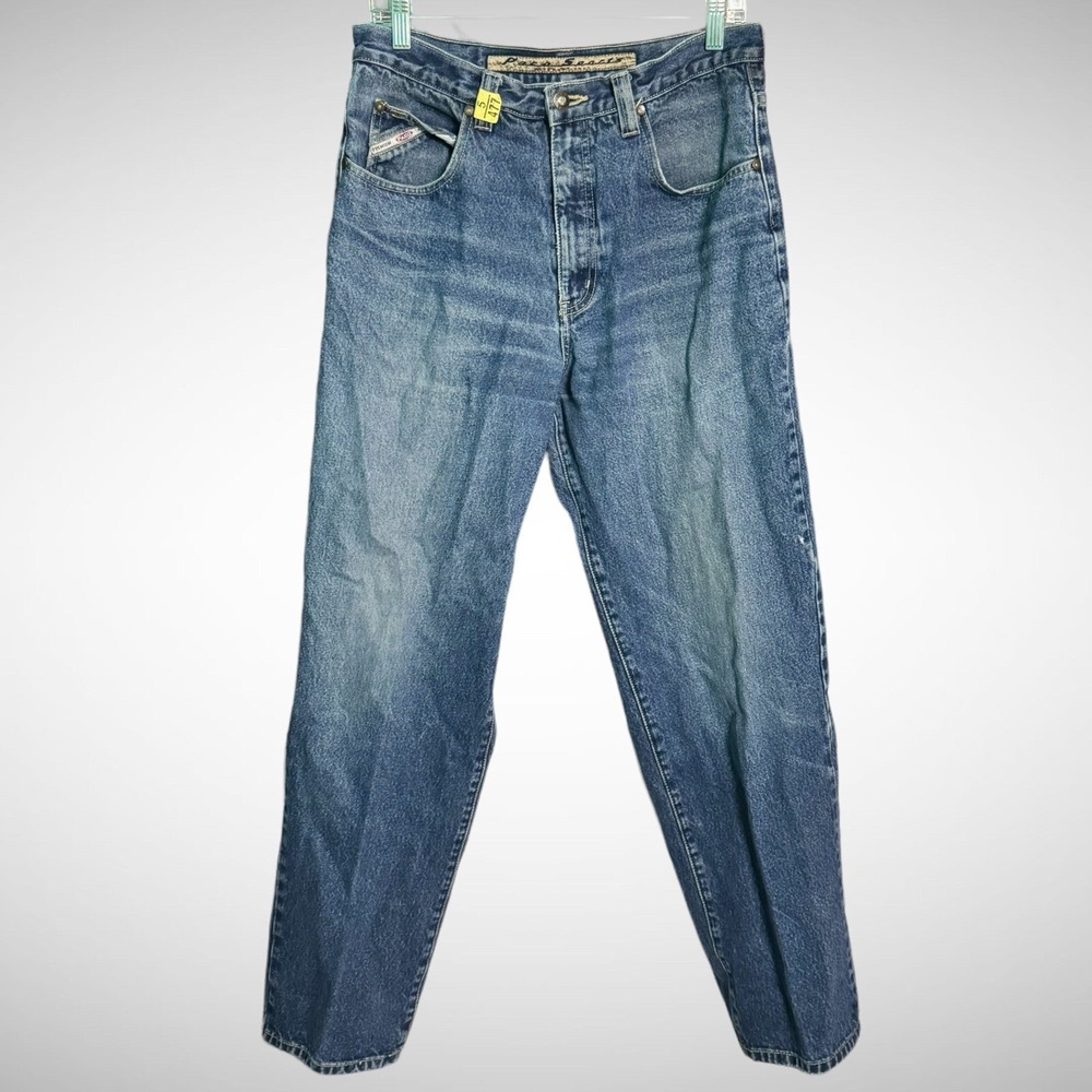 Paco Jeans Mens 33 X 32 Y2K Solid Blue Denim Pants Pre Owned Vintage